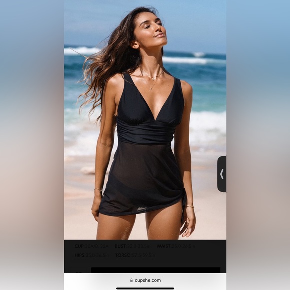 Emerge Shirred Mesh Panel Swim Dress - Picture 3 of 3